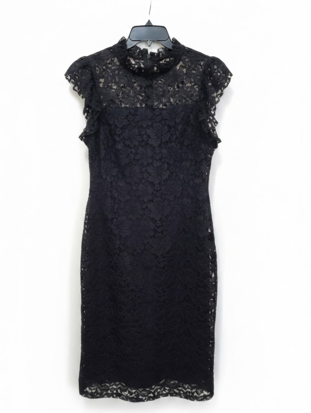 Enfocus Studio Navy Lace Mock Neck Sheath Dress Size 14